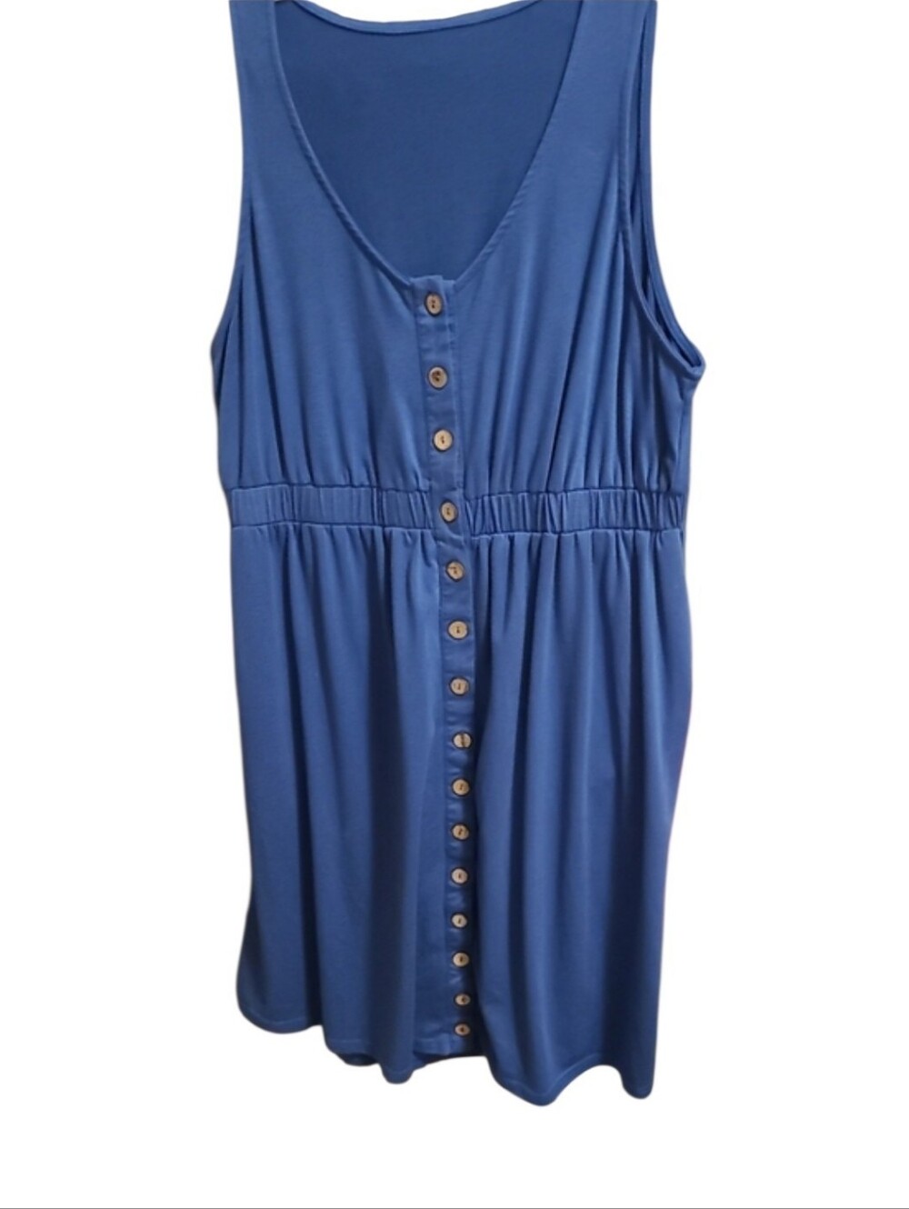 Sleeveless Blue Button-Front Women’s Dress